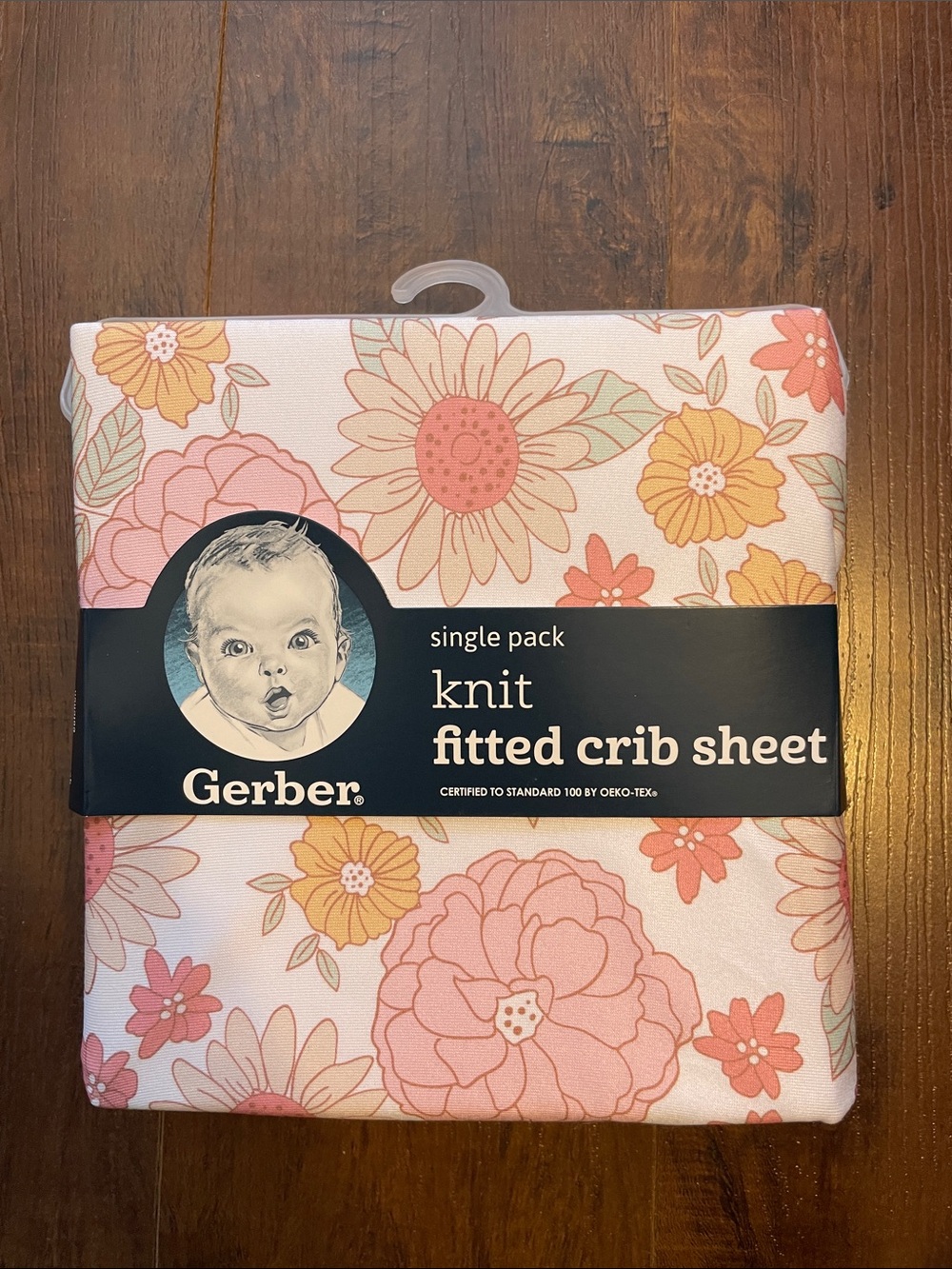 Gerber Floral Knit Fitted Crib Sheet in Pink and Yellow